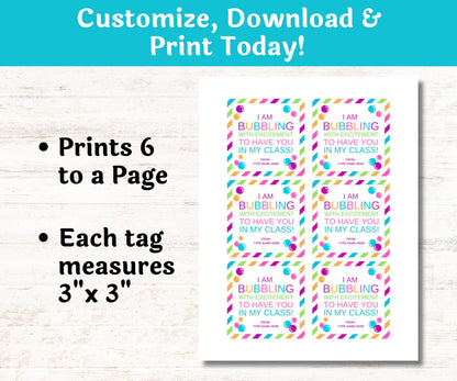 Back To School Student Gift Bubble Tag | Bubbling With Excitement Meet The Teacher Favor Tag