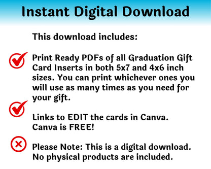 Editable Dr. Seuss Places You'll Go Graduation Gift Card Book  — Instant Download