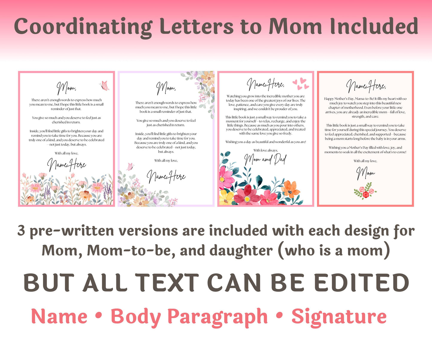 Editable Mother's Day Gift Card Book for Moms — Instant Download