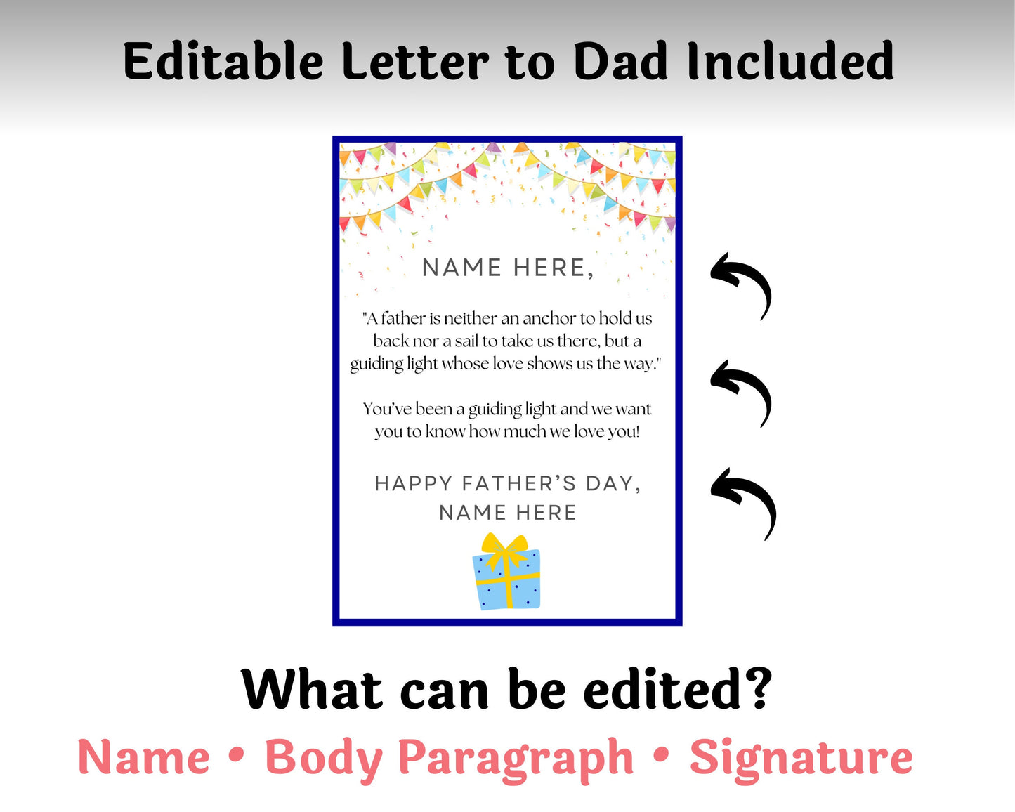 Editable Father's Day Gift Card Book Gift for Dads — Instant Download