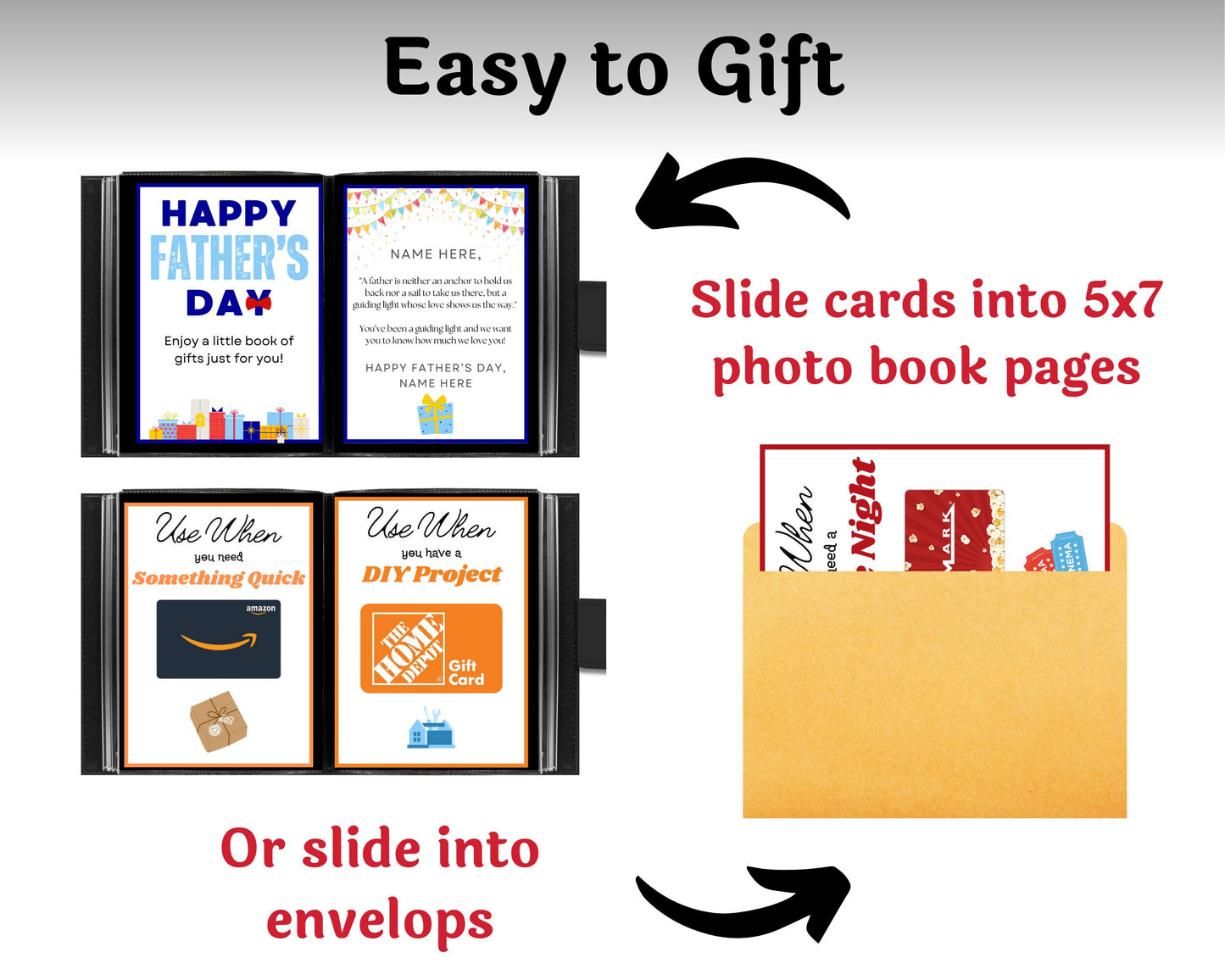 Editable Father's Day Gift Card Book Gift for Dads — Instant Download