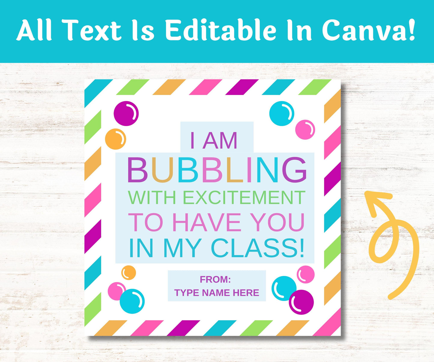 Back To School Student Gift Bubble Tag | Bubbling With Excitement Meet The Teacher Favor Tag