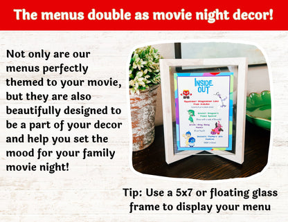 Animated Disney Classics Dinner and a Movie Night Menus Set of 56 Unique Movie Menus