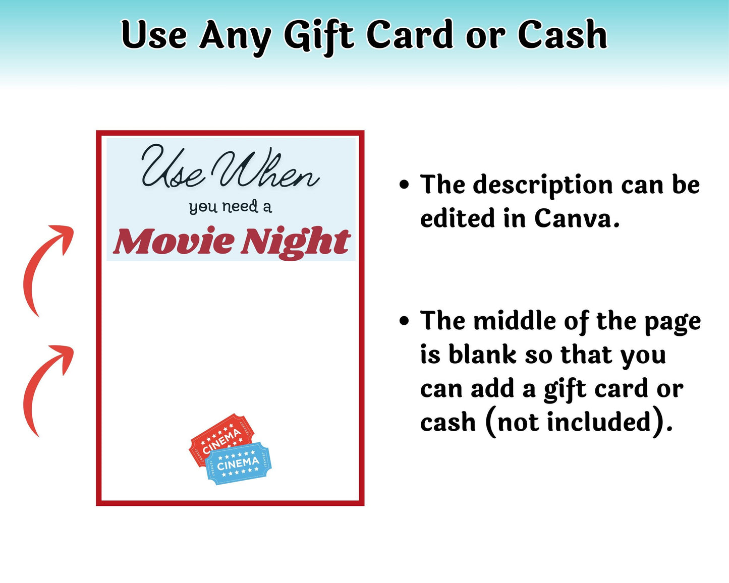 Editable Just Because Gift Card Book — Instant Download