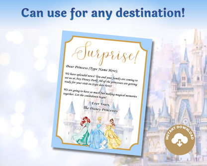Editable Disney Princess Trip Reveal Letter