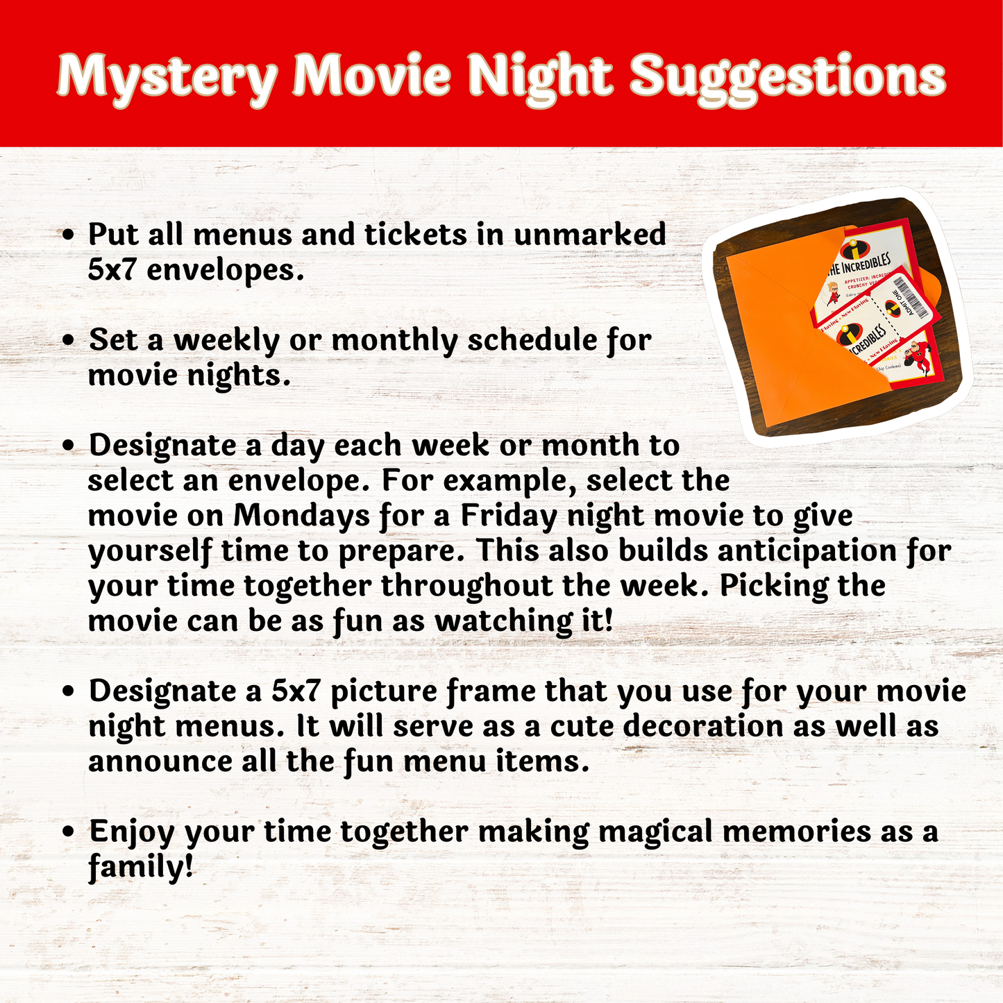 Disney Dinner and a Movie Night Menus and Movie Tickets Set of 56 Unique Disney Movies
