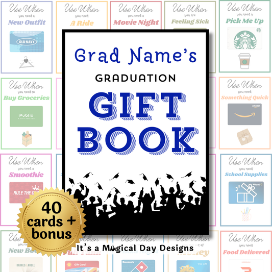 Editable Graduation Gift Card Book Grad Gift — Instant Download