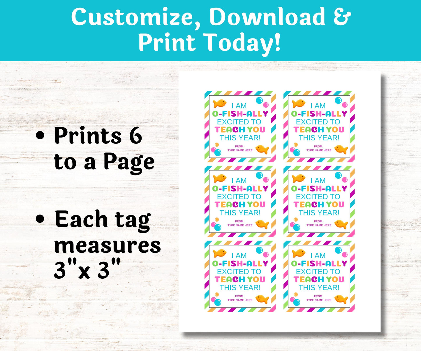 Back To School Student Gift Goldfish Tag | O-fish-ally Excited to Meet You Favor Tag