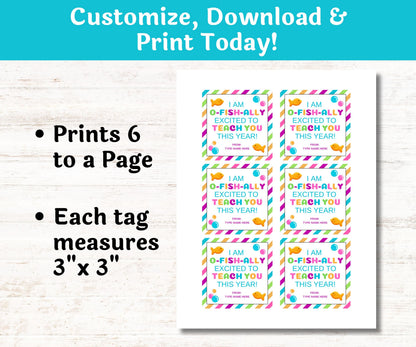 Back To School Student Gift Goldfish Tag | O-fish-ally Excited to Meet You Favor Tag