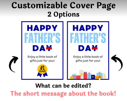 Editable Father's Day Gift Card Book Gift for Dads — Instant Download