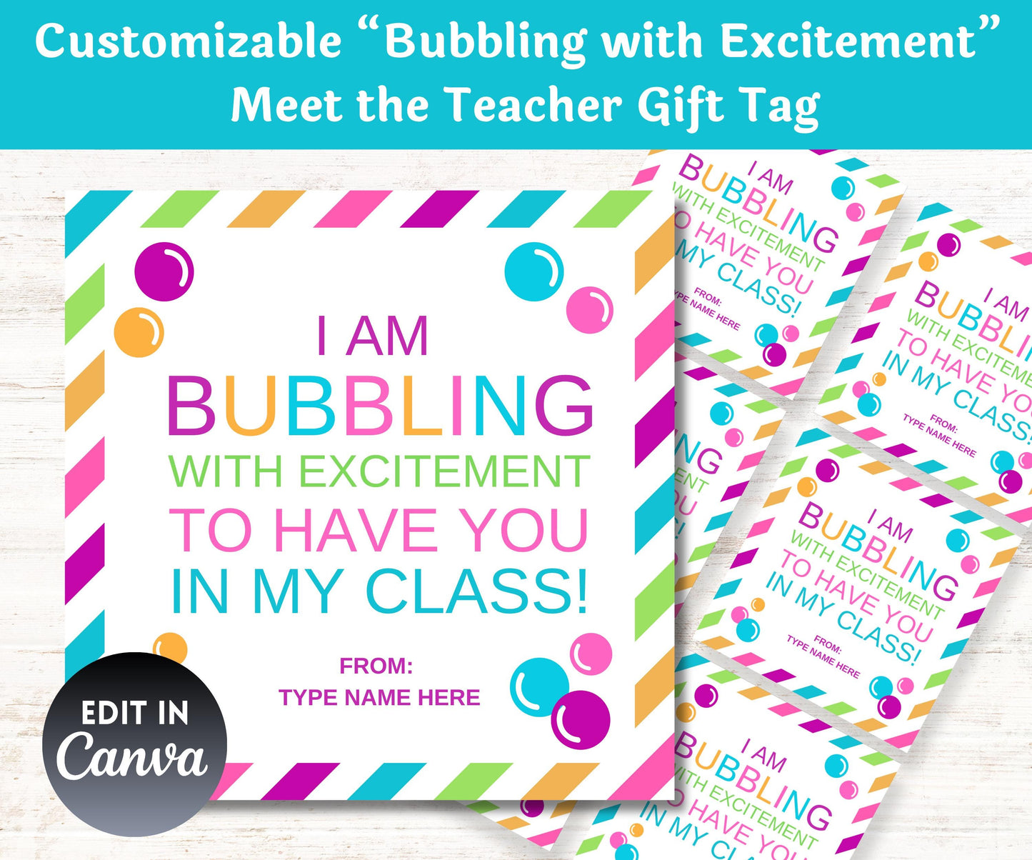 Back To School Student Gift Bubble Tag | Bubbling With Excitement Meet The Teacher Favor Tag