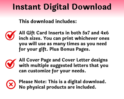 Editable Mother's Day Gift Card Book for Moms — Instant Download