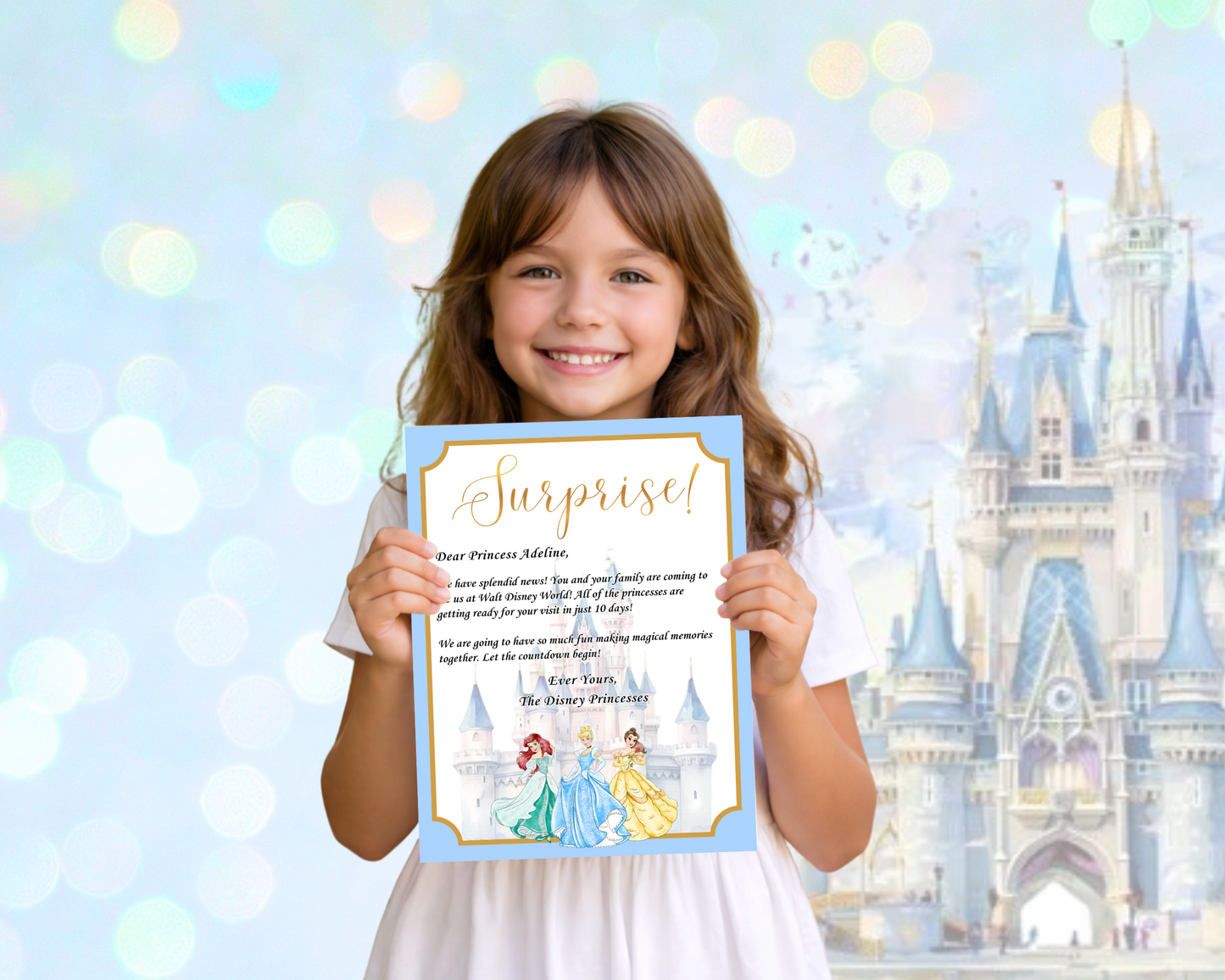 Editable Disney Princess Trip Reveal Letter