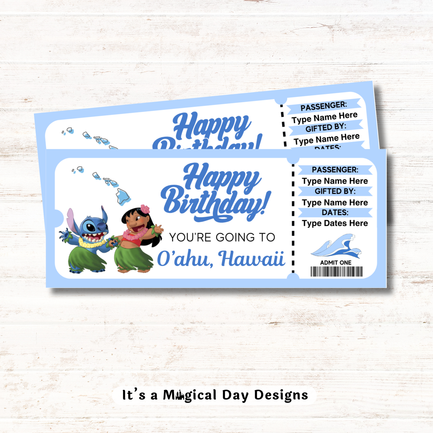 Stitch Birthday Surprise Tickets Hawaii Trip Reveal Ticket