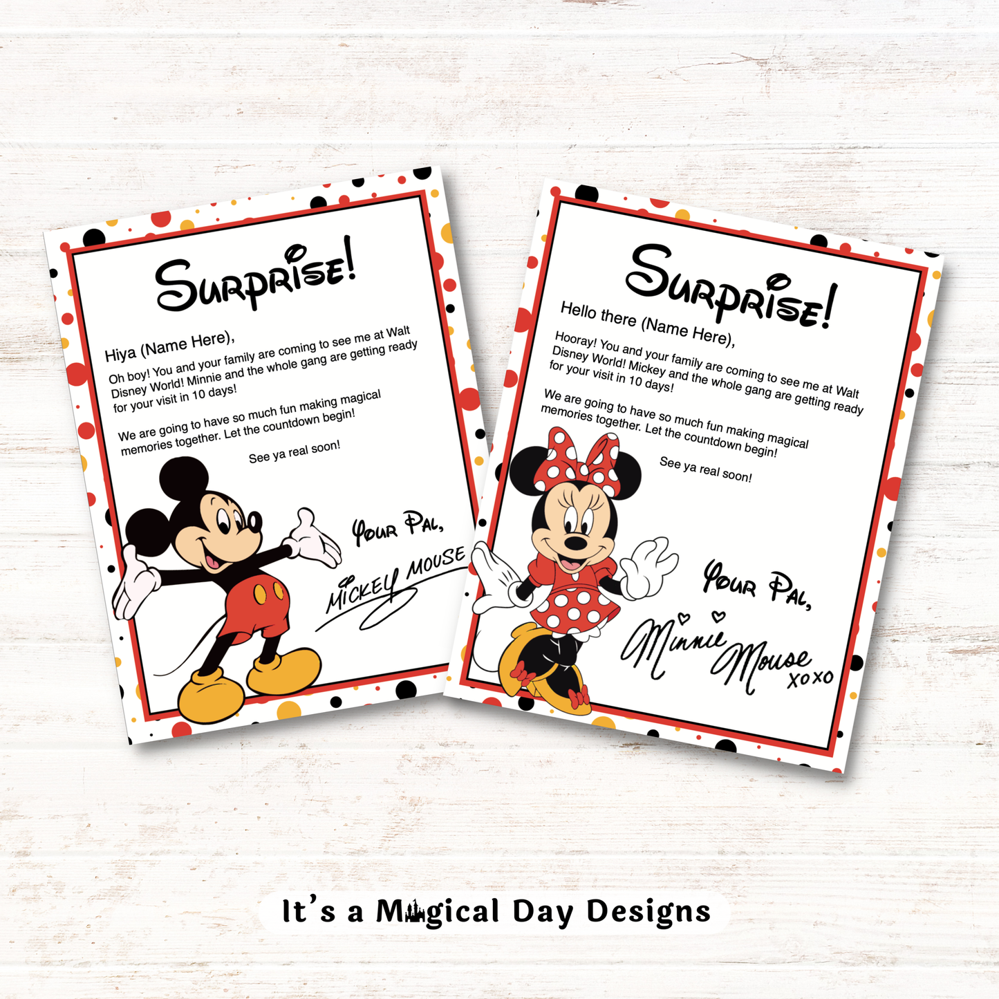 Mickey and Minnie Trip Reveal Letters