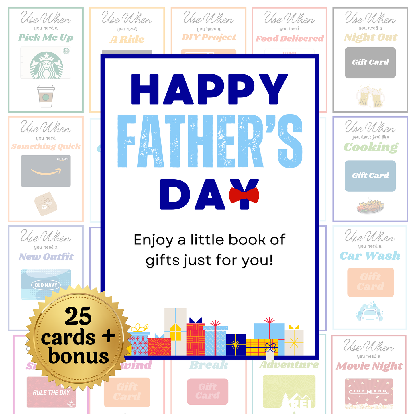 Editable Father's Day Gift Card Book Gift for Dads — Instant Download