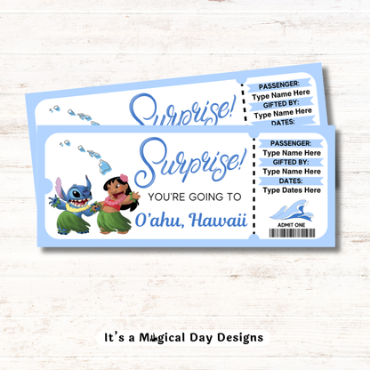 Lilo and Stitch Hawaii Trip Reveal Tickets