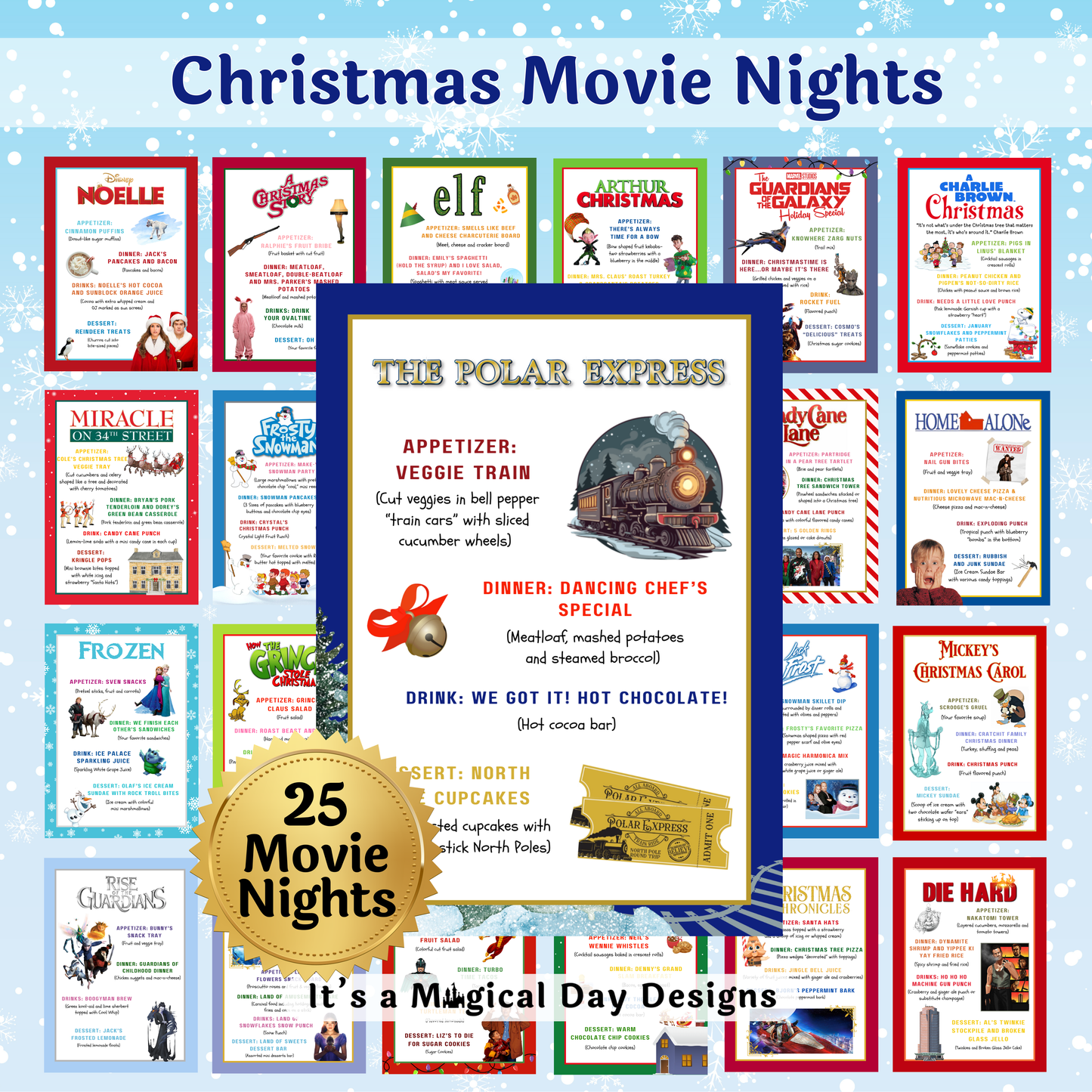 25 Christmas Dinner and a Movie Night Menus