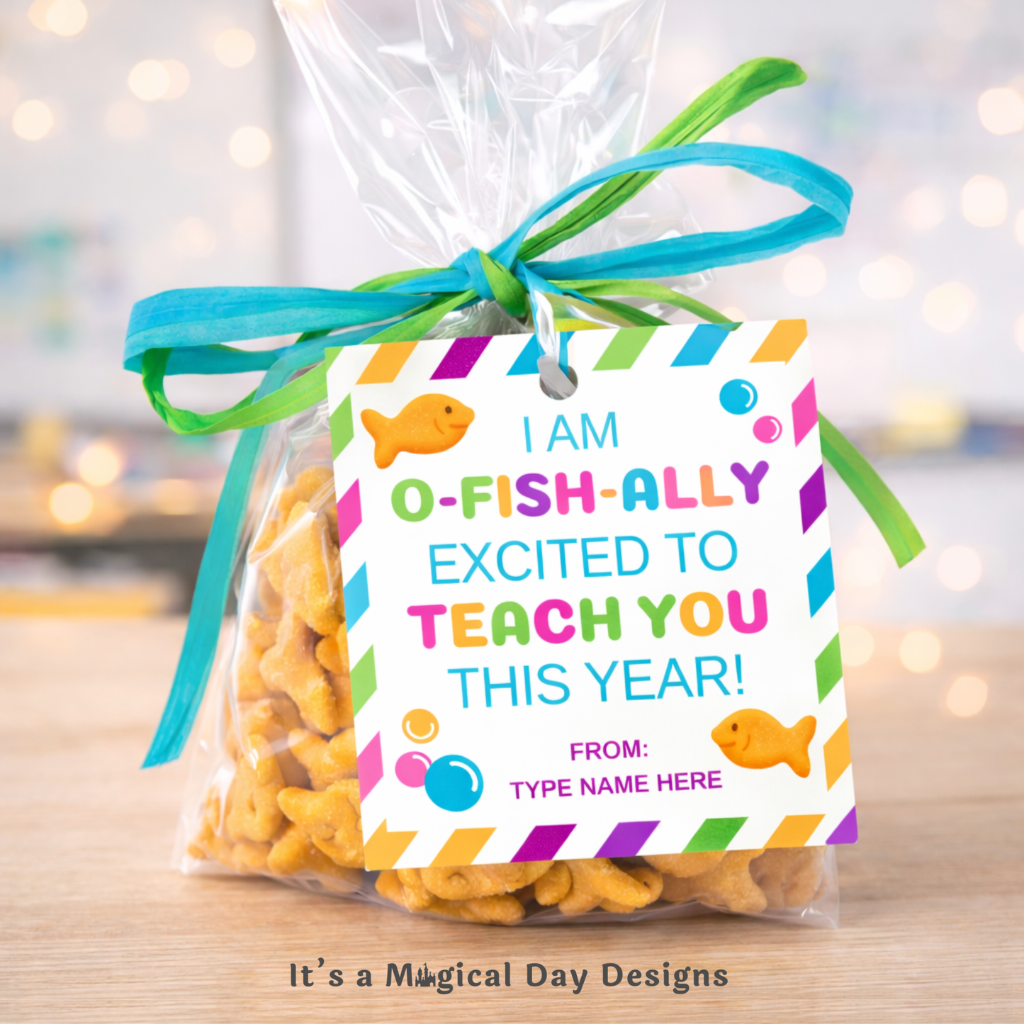 Back To School Student Gift Goldfish Tag | O-fish-ally Excited to Meet You Favor Tag