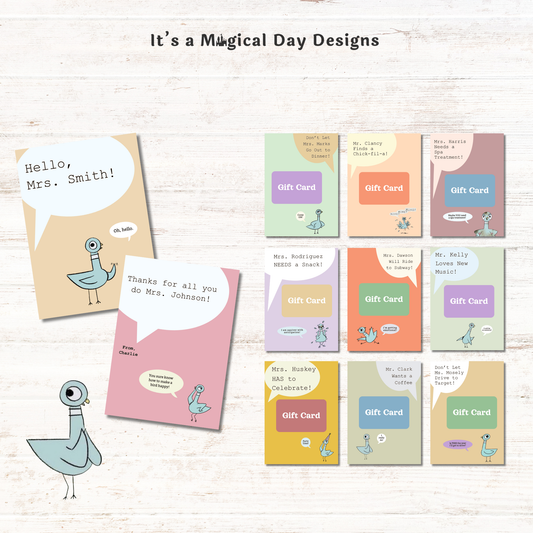 Editable Pigeon Gift Book Teacher Appreciation Gift