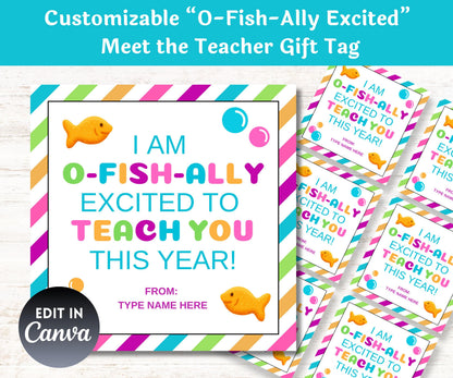 Back To School Student Gift Goldfish Tag | O-fish-ally Excited to Meet You Favor Tag