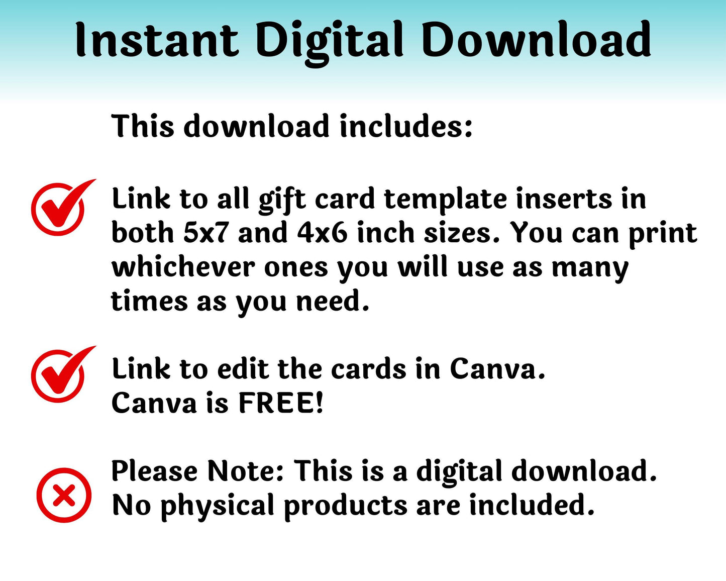 Editable Just Because Gift Card Book — Instant Download