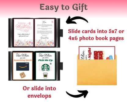 Editable Mother's Day Gift Card Book for Moms — Instant Download