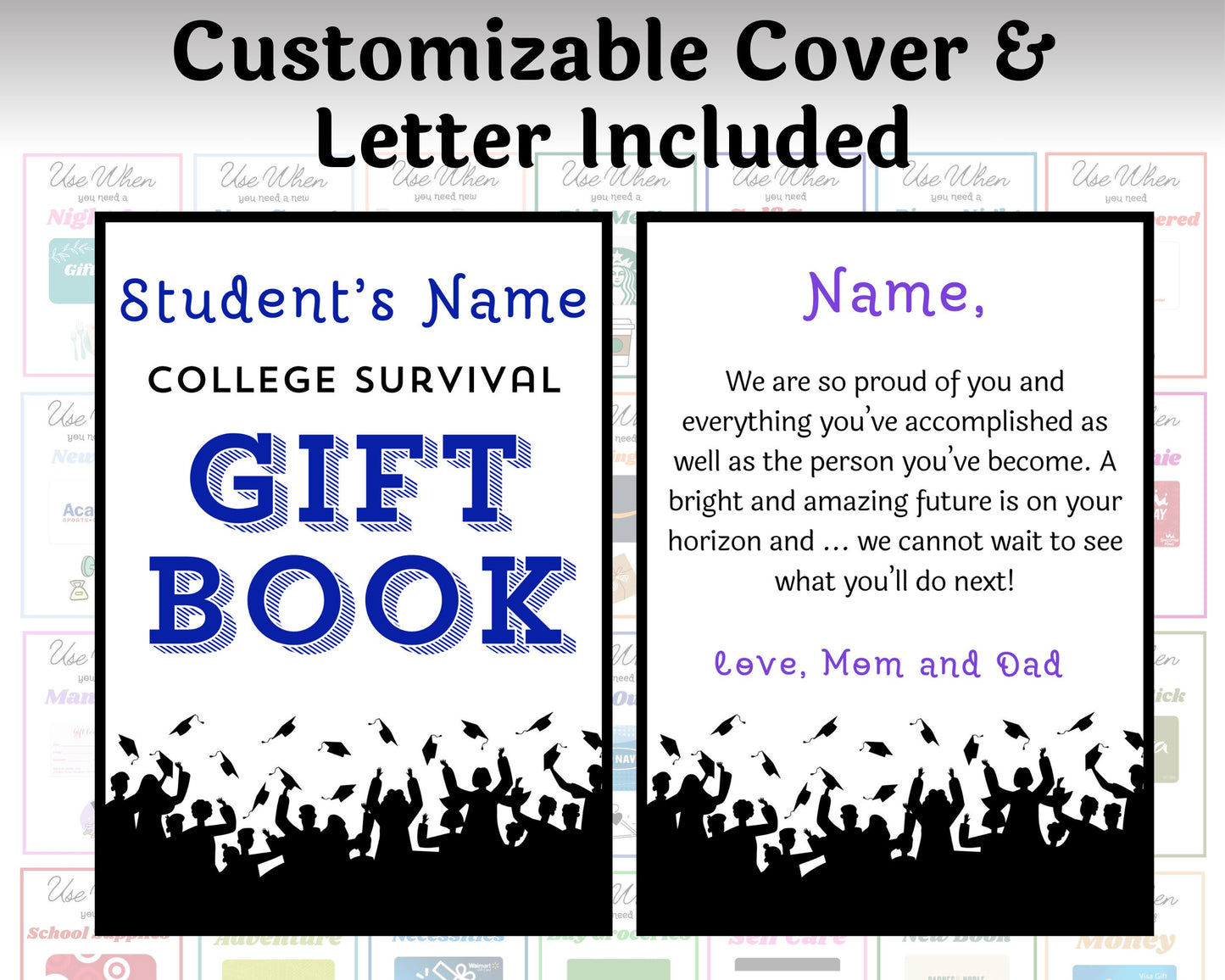 Editable College Survival Gift Card Book Gift for College Students — Instant Download