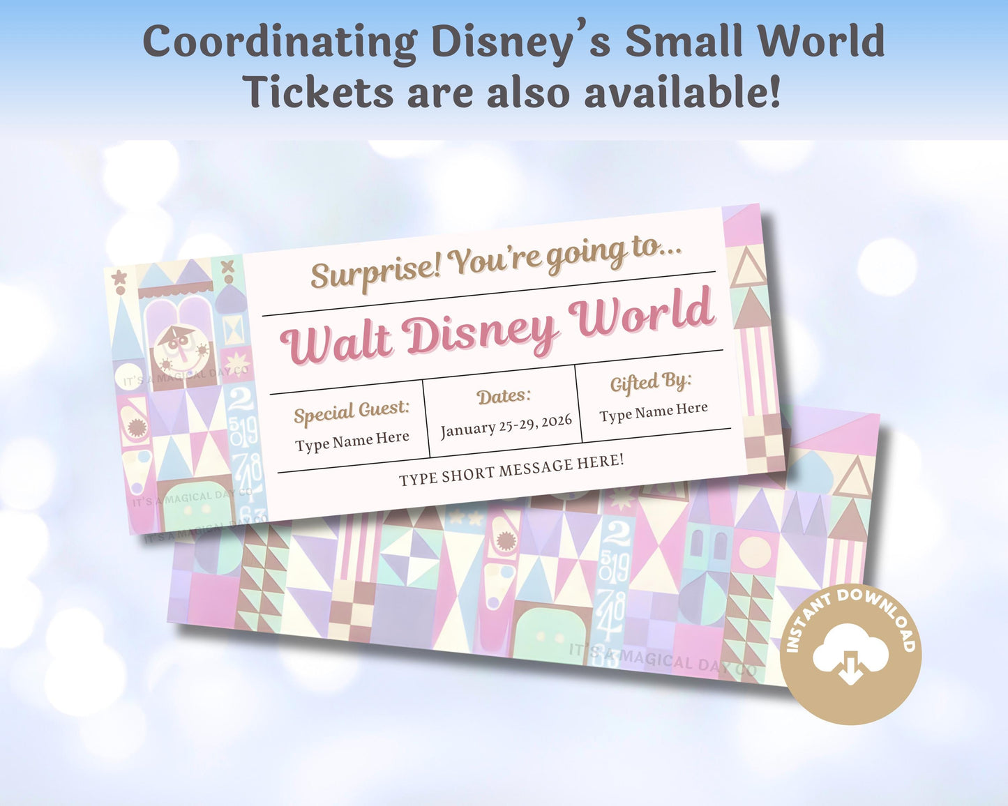 Disney Letter from Mickey and Minnie It's a Small World Trip Reveal Letter